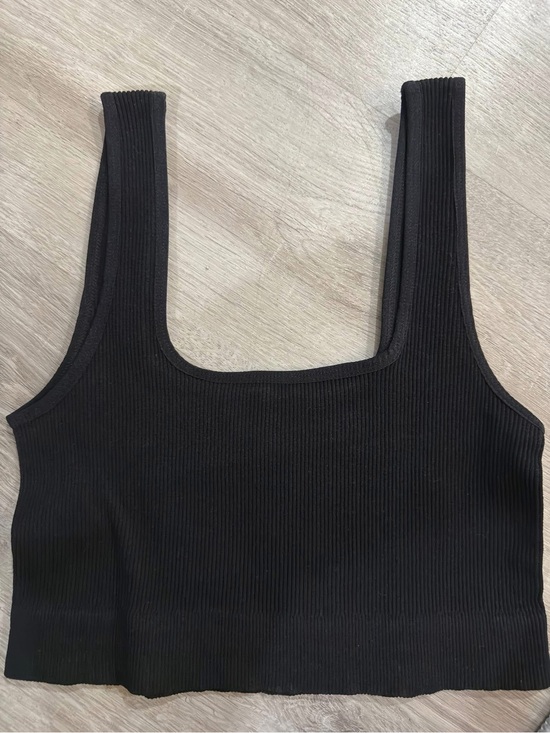 Zenana Signature Tops - NEW Zenana Ribbed Black Square-Neck Crop Tank - Small, Medium and Large